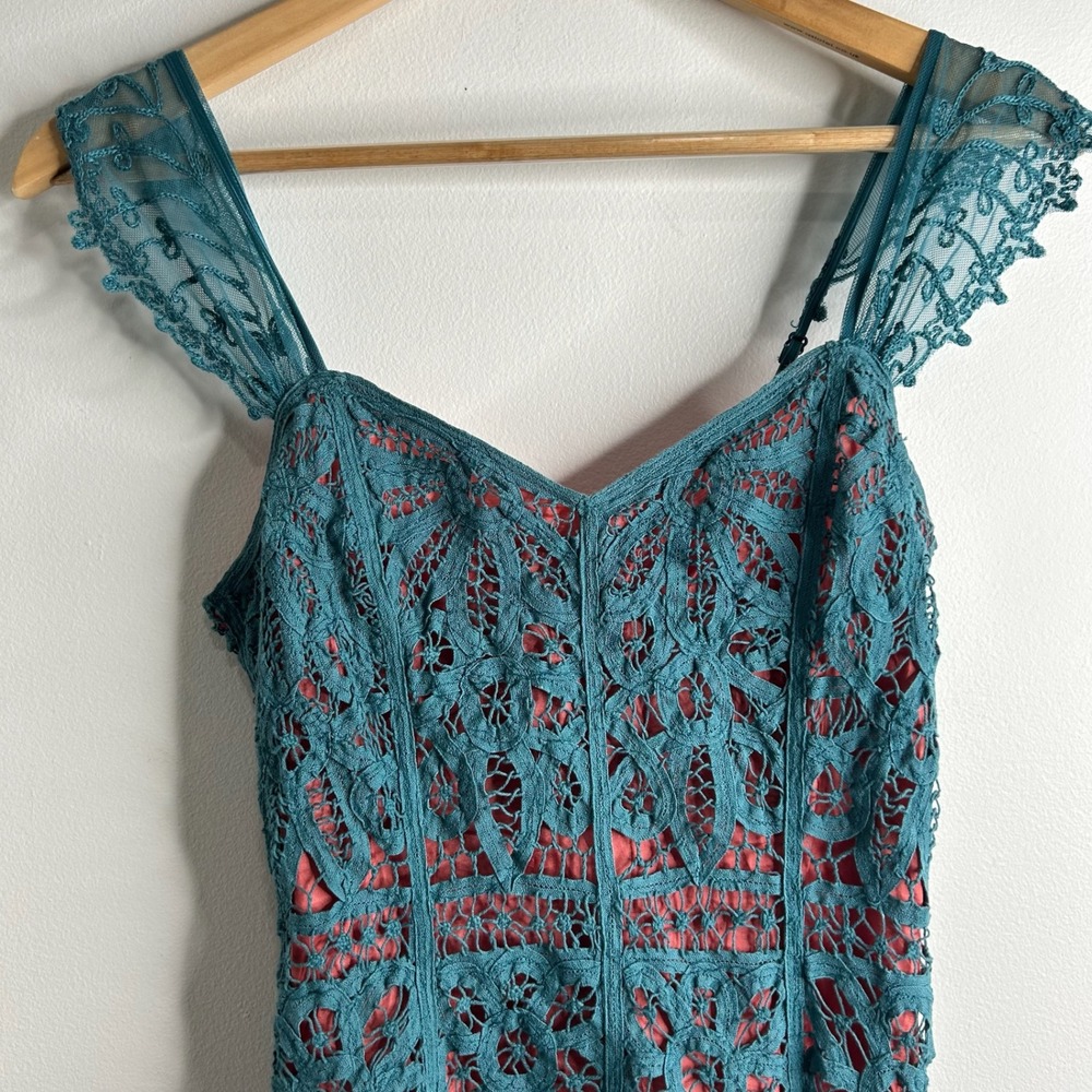 Vintage Y2K Betsey Johnson Midi Dress 4 Sheer Floral Lace Fairy Boho Cottagecore - Picture 2 of 7